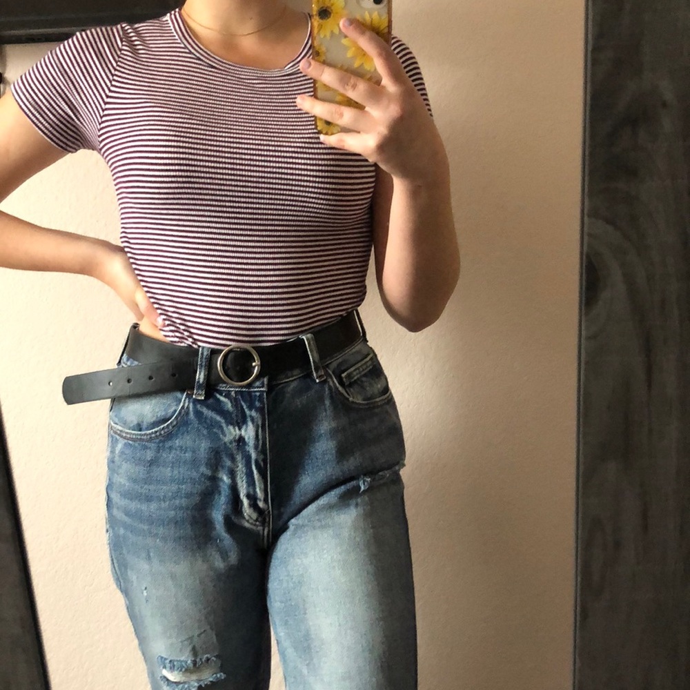 Red blue and white crop top